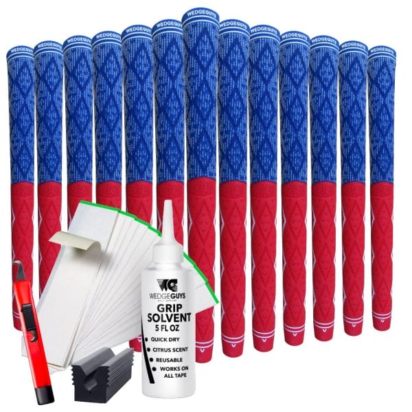 Diamond Hybrid Golf Grip and Kit Bundle (Red/White/Blue)